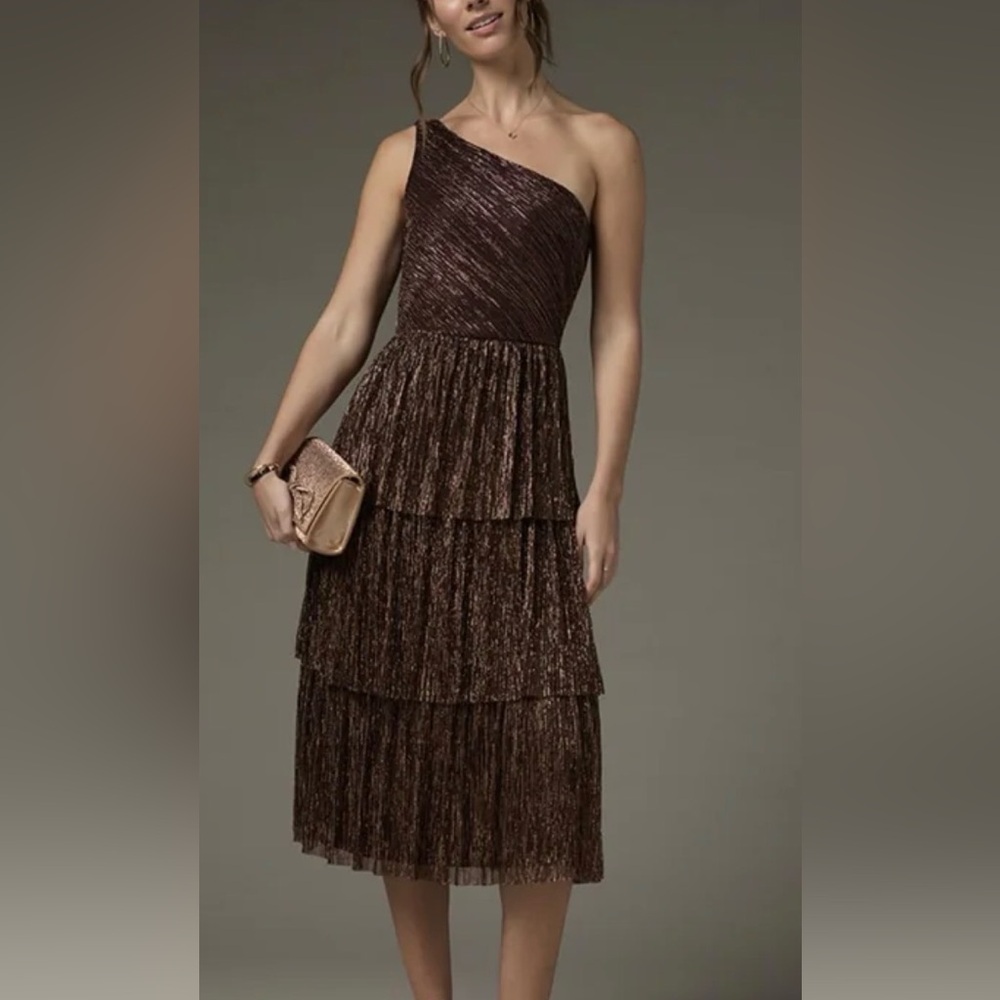Francesca -eleanor One Shoulder Tiered Midi Dress NWT Size Large
